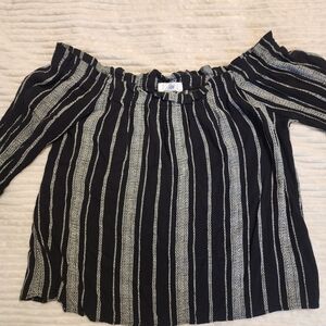 Ivy + Main Black and White Patterned Top